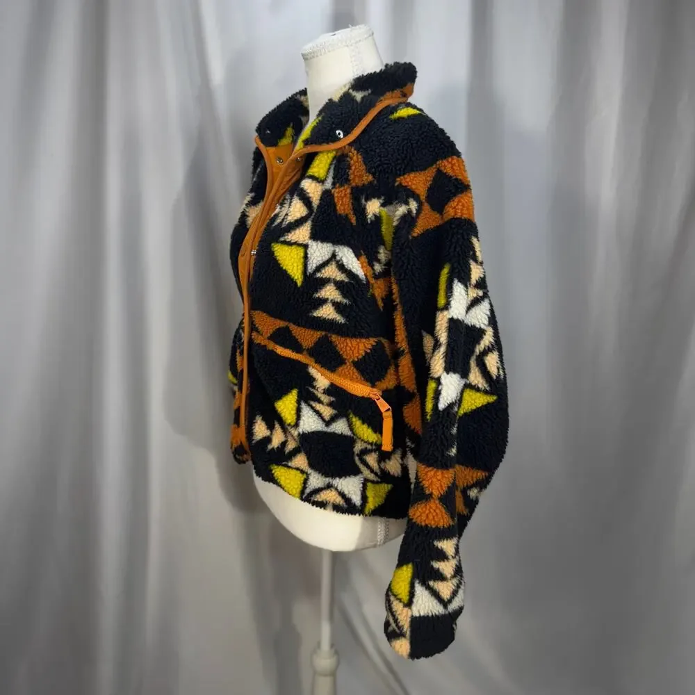 Free People Rocky Ridge Fleece Jacket XS Geometric Tribal Sportif Festival Boho - Picture 12 of 16